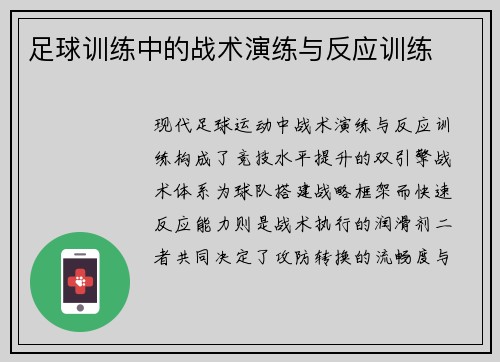 足球训练中的战术演练与反应训练